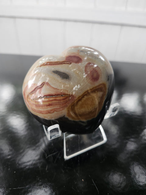 Polychrome jasper heart! 8.5 ounces, 3 inches wide