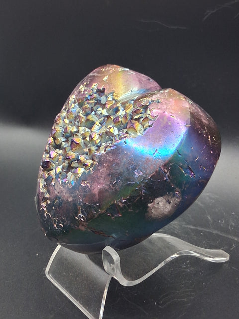 Aura quartz heart! 14 ounces, 3.5 inches by 3.5 inches