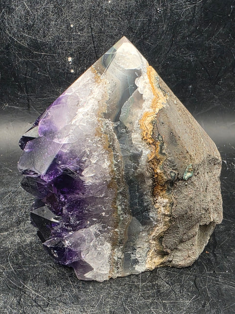 Amethyst Druzy polished top point! 12 ounces, 3 inches tall!