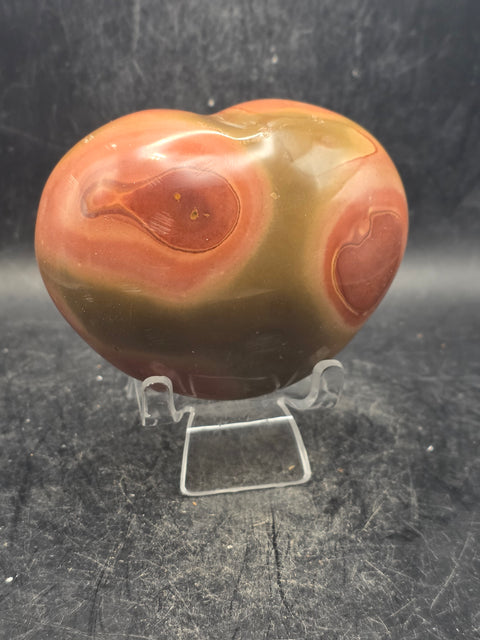 Polychrome jasper heart! 12.3 ounces, 3.2 inches wide, 2.7" tall