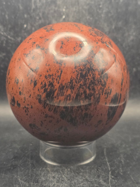 Large red obsidian sphere! 91.8mm, 3.6 inches, 2.2 pounds