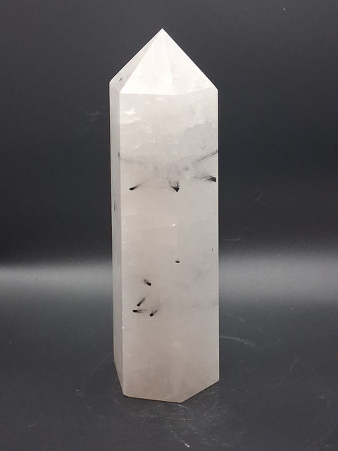 Large Tourmilated quartz tower! 1.11 pounds, 7 inches tall