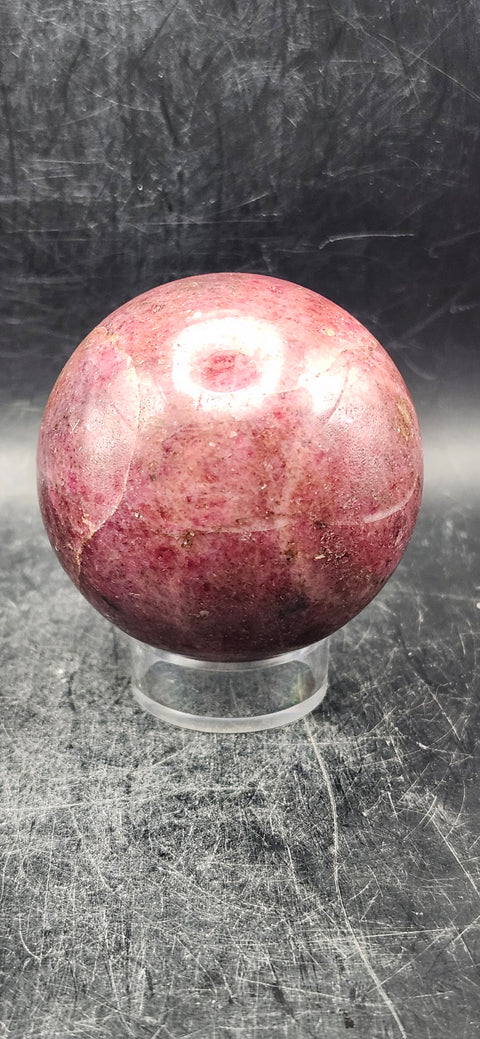 Rhodonite sphere! 57.9mm, 2.2 inches, 13 ounces