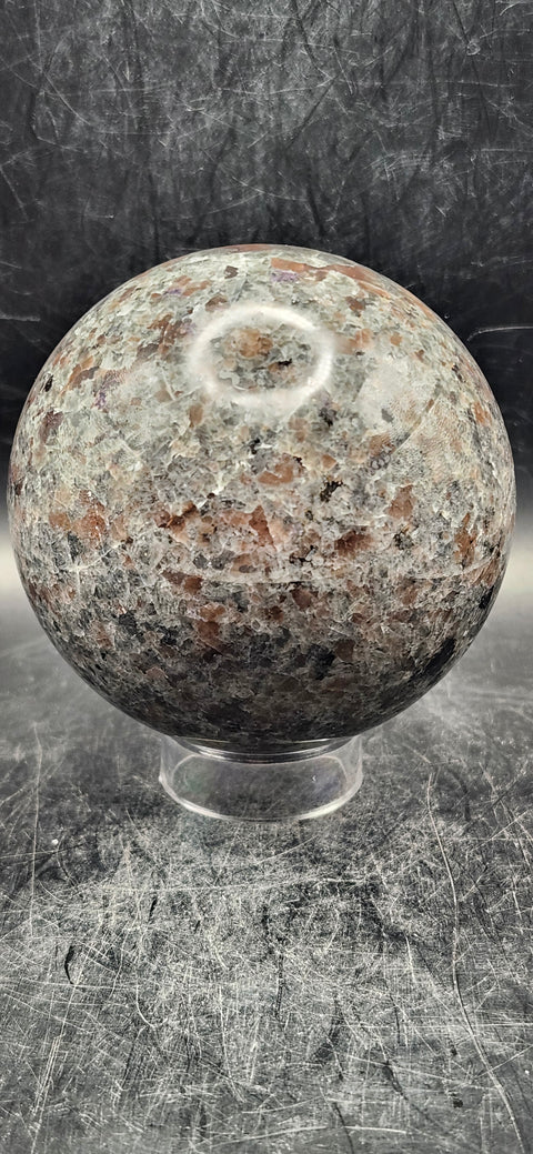 Flame stone sphere "yooperlite" 74.6mm, 2.9 inches, 1.4 pounds