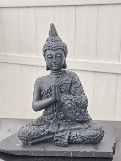 XL shungite praying Buddha figurine! 5.14 pounds, 11 inches tall