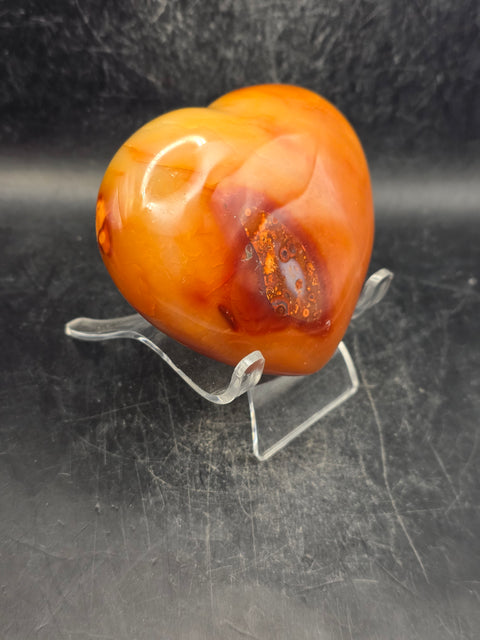 Carnelian agate heart! 3.3 inches wide, 3 inches tall