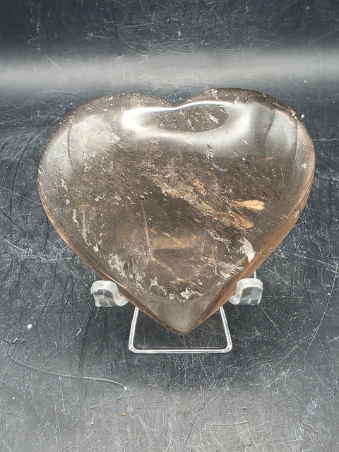 Smoky quartz heart!! 4 to 5 ounces, 2.5 to 3 inches!!