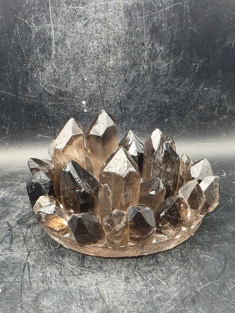 Smoky quartz candle holder! 15 ounces, 4 inches wide!