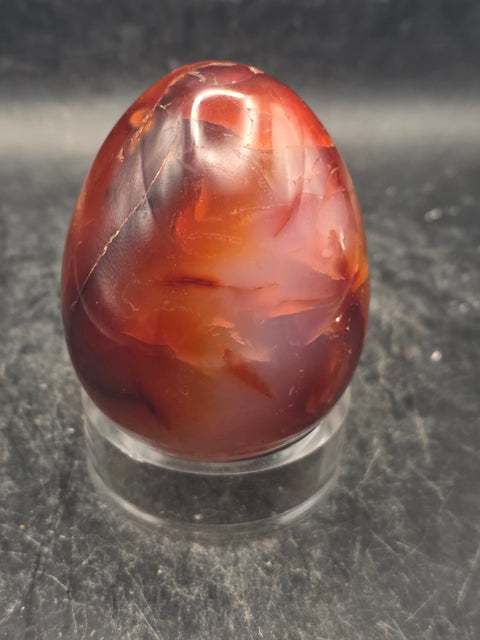 Carnelian agate egg! 7.5 ounces, 2.5 inches tall, 1.9 inches wide