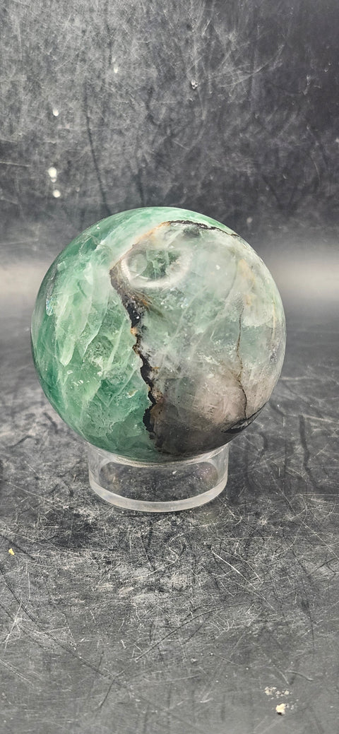 Florite sphere! 54.2mm, 2.1 inches, 9 ounces!