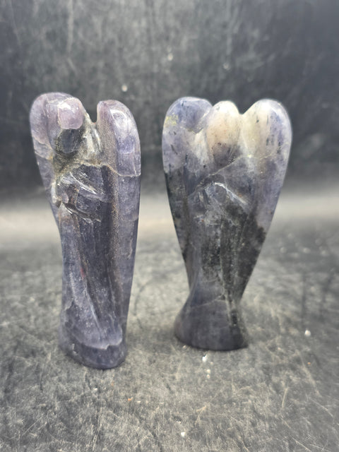 Lolite gemstone angel! 3 inches tall, 1.9 ounces!