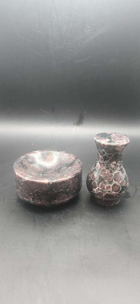 Astrophyllite garnet firework bowl and vase set!! 10 ounces