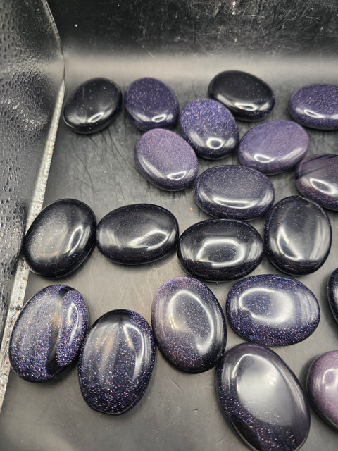 Blue golden sandstone pillow palm stone! 1.7 inches!