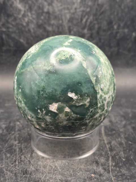 Moss agate sphere! 64mm, 2.5 inches, 12 ounces