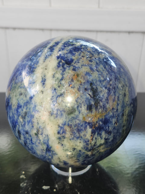 Massive blue sodalite sphere! 4.14 pounds, 114mm, 4.5 inches