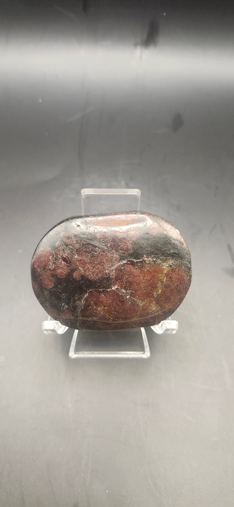 Astrophyllite garnet firework palm stone. 2.25 inches, 3 ounces