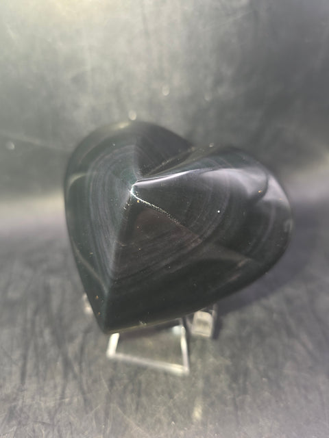 Rainbow obsidian heart! 10 ounces, 3 inches wide, 2.8" tall