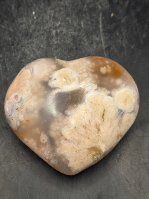 Druzy Carnelian agate heart! 4.8 ounces, 2.5 inches tall, 2.3" wide