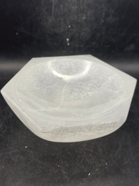 Selenite hexagonal bowl! 4.7 inches wide!