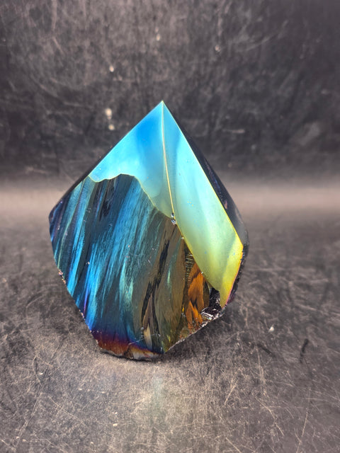 Titanium obsidian polished top point! 2.8 inches tall, 8 ounces!