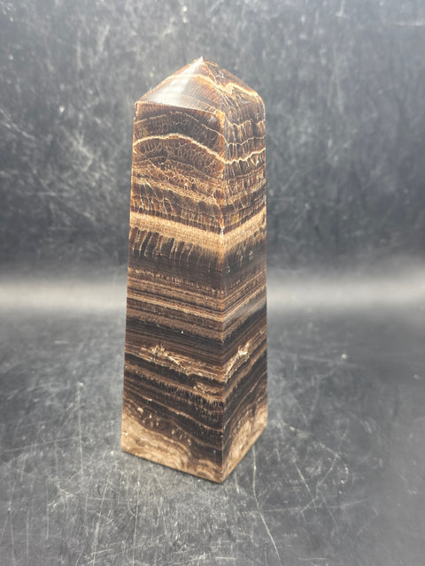 Chocolate calcite tower! 12 ounces, 5 inches tall