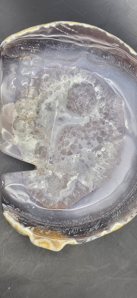 Druzy agate skeleton faced slab!! 12.5 ounces, 4.9 inches wide, 3.8 tall