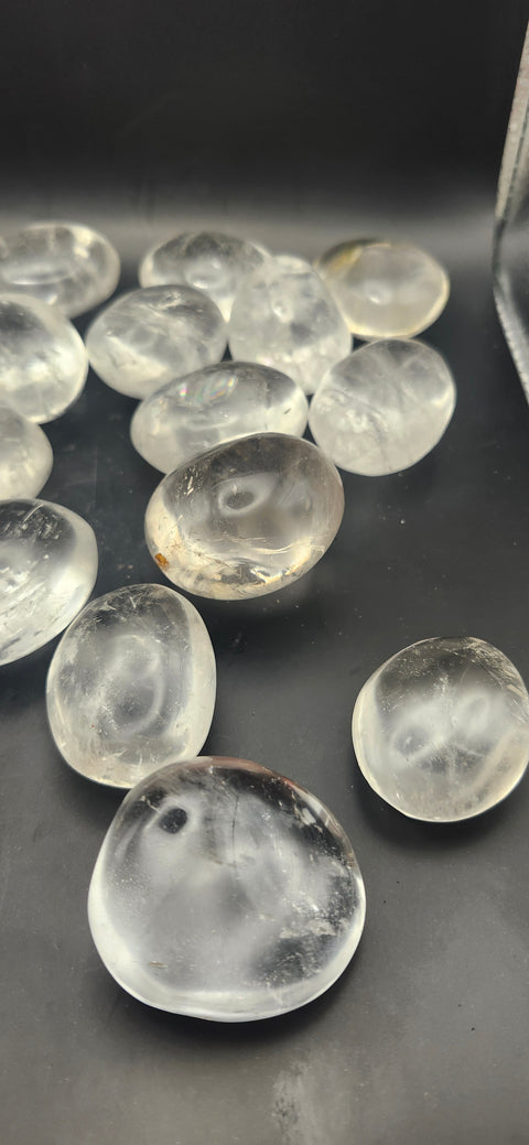 Clear quartz palm stones set of 2, 1 to 2 ounces!