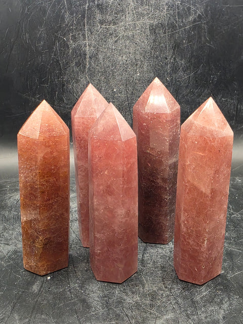 Strawberry quartz tower! 3.4 inches tall, 3 ounces!