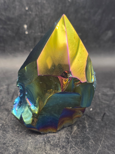 Titanium obsidian polished top point! 7.8 ounces, 3 inches tall!