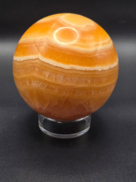 Large orange calcite sphere! 82.6mm, 3.2 inches, 1.12 pounds