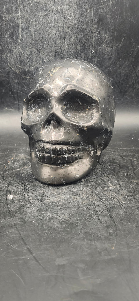 Shungite skull! 1.2 pounds, 3.7 inches long, 2.9 tall!