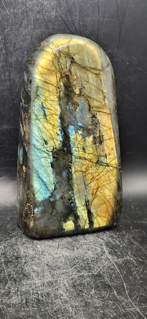 Labradorite free form! 1.9 pounds, 4.9 inches tall, 2.5 wide