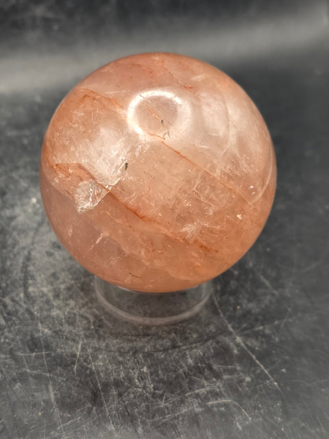 Red hematoid fire quartz sphere! 9.2 ounces, 57mm, 2.2 inches