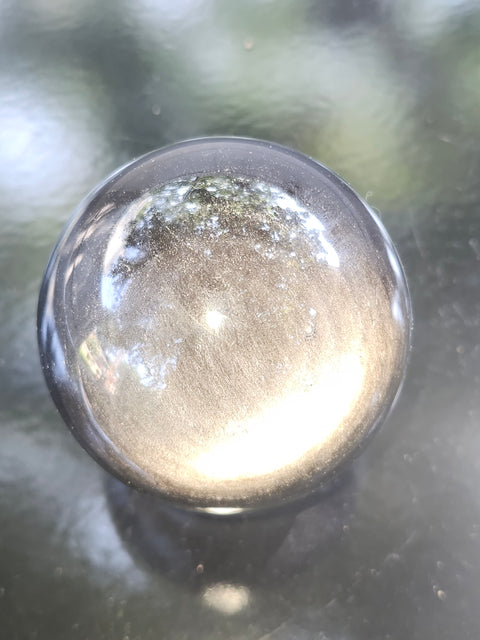 Silver obsidian sphere! 2.5 inches, 63mm, 11.5 ounces