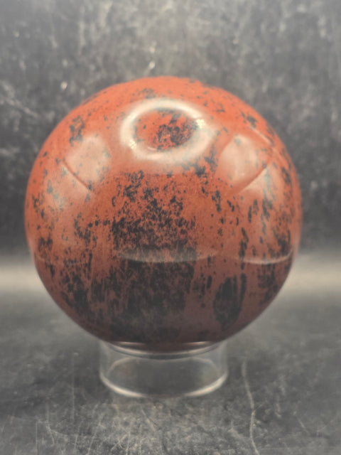 Large red obsidian sphere! 91.8mm, 3.6 inches, 2.2 pounds