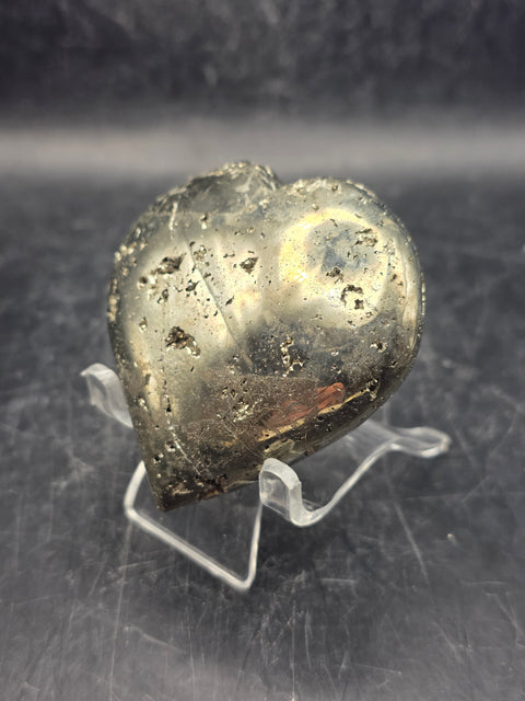 Pyrite heart! 6.9 ounces, 2.4 inches tall, 2.3 inches wide