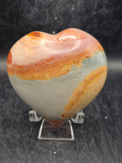Polychrome jasper heart! 10 ounces, 3.1 inch by 3.1 inch!
