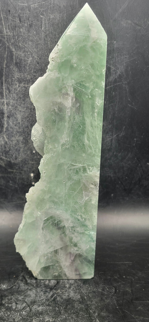 Druzy florite free form tower! 1.4 pounds, 6.5 inches tall, 1.9" wide