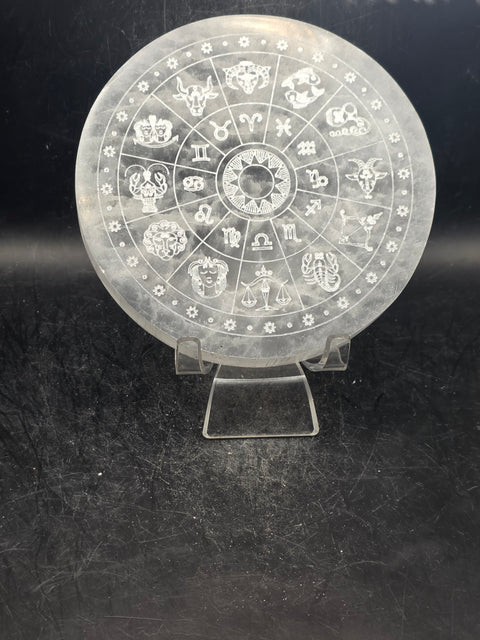 Zodiac selenite charging plate! 4.7 inches 12cm wide!!
