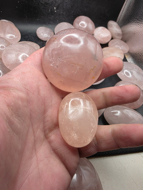 Rose quartz palm stones! Set of 2!!  1.5 to 2.6 inches