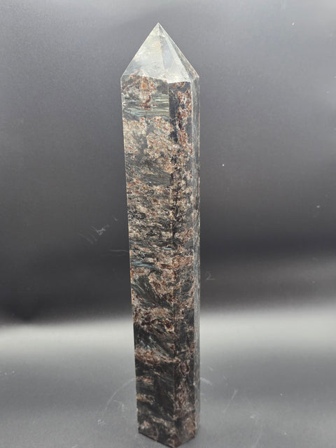 Jumbo arfvedsonite tower! 12 inches tall, 2.8 pounds