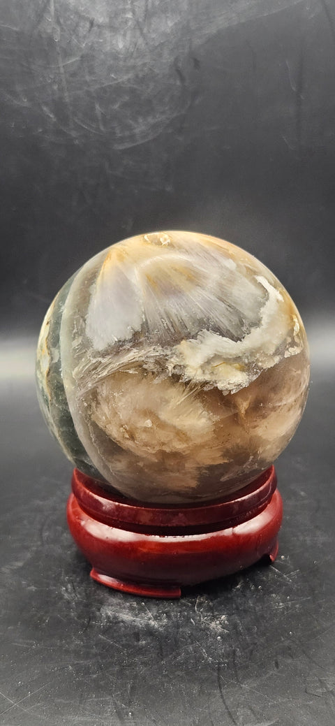 Florite/ ferruginous quartz sphere!! 15.7 ounces, 65.6mm, 2.5 inches