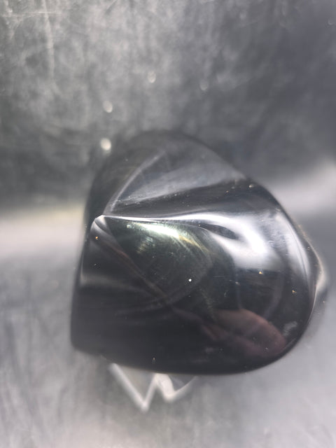 Rainbow obsidian heart! 10 ounces, 3 inches wide, 2.8" tall
