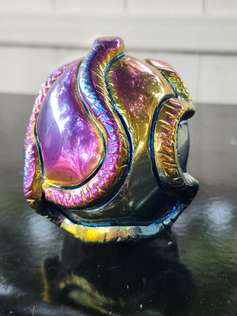 Titanium obsidian skull & snake! 1.1 pound, 3.7 inches long, 3 tall, 2.5 wide