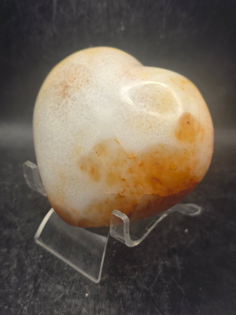 Carnelian agate heart! 12.3 ounces, 3.3 inches wide, 3" tall