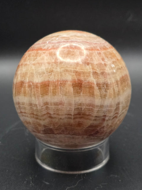 Striped calcite sphere! 67.6mm, 2.6 inches, 15.5 ounces
