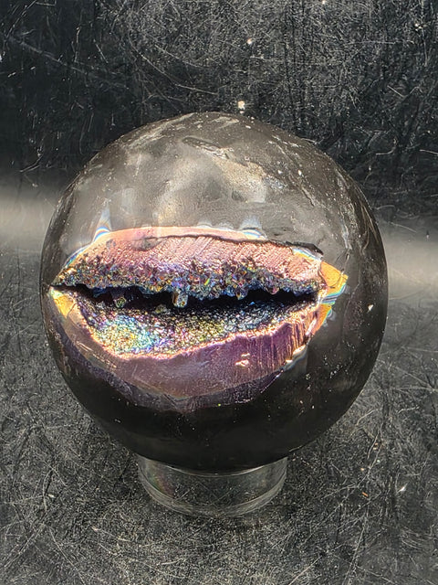 Aura amethyst sphere! 66mm, 2.6 inches, 14 ounces