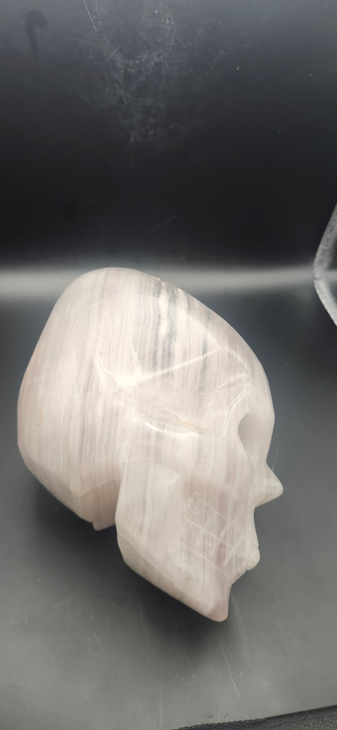 Striped Calcite skull offering bowl. 2.8 pounds, 5 by 4 by 3 inches