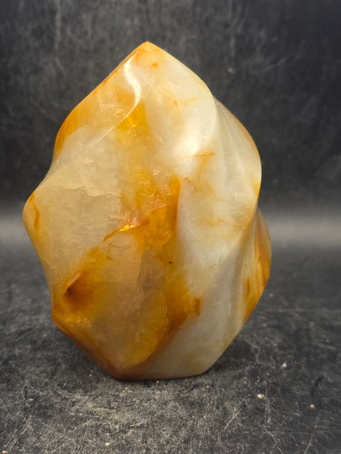 Carnelian agate flame tower! 15 ounces, 3.5 inches tall, 2.5" wide!