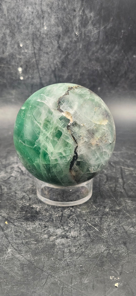 Florite sphere! 54.2mm, 2.1 inches, 9 ounces!
